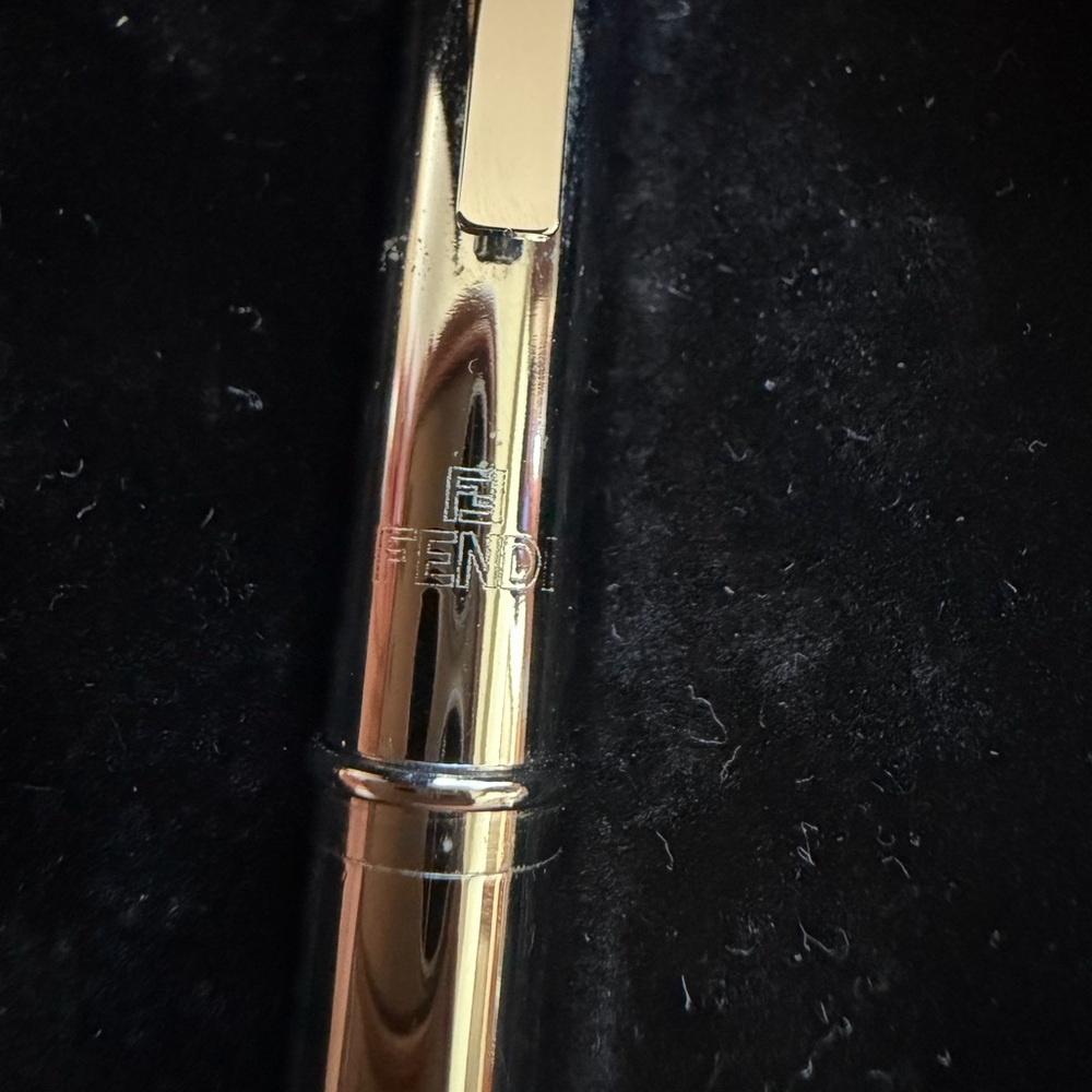 Fendi Stilista Silver Metal Logo Engraved Mini Pen Dual Ink 2-Color Cartridge - Picture 5 of 11